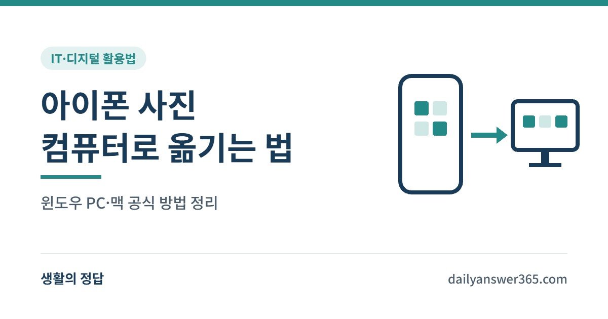 아이폰 사진 컴퓨터로 옮기는 법 – 윈도우 PC·맥 공식 방법 정리 대표 이미지